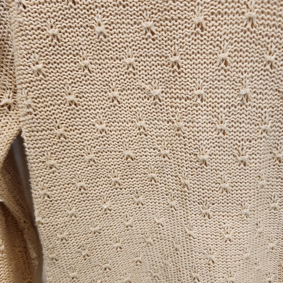 Petite Sophisticate Beige Knit V-Neck Sweater Size M - Picture 4 of 11